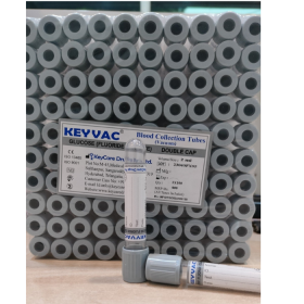 Keynonvac Blood Collection Tubes – Glucose (Fluoride Oxalate), Grey Cap – 2ml, Non-Vacuum, Double Cap.