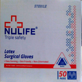Nulife Disposable Latex Sterile Surgical Gloves | Size 6 | Pack Of 50 Pairs