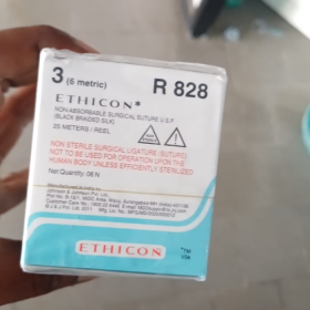 Ethicon Non- Absorable Surgical Suture U.S.P (Black Braided Silk)- R 828
