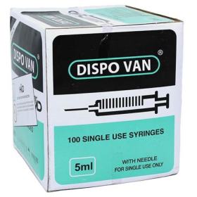 HMD Dispovan 5ml Syringe with Needle - 22G X 1inch Pack of 100