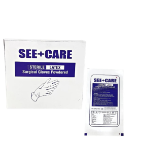 See Cure See+Care Sterile Latex Surgical Gloves Powdered - 6 (SG-2) Box of 50 Pairs