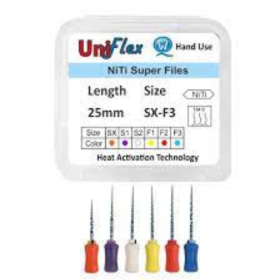 Uniflex Hand Protaper 25mm NiTi Blue Super Files Heat Activation Technology (6 pcs) SX, S1, S2, F1, F2, F3