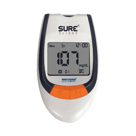 NISCOMED Surescreen Glucose Blood Sugar Testing Monitor with 25 Strips Glucometer (White)