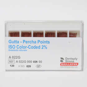 Dentsply ISO Color-Coded 2%Gutta Percha Points - 15 Pack of 120