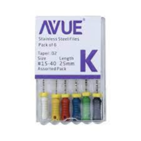 Avue Stainless Steel Hand K Files - 21mm 08' Pack of 6