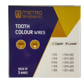 Metro Orthodontics Round Tooth Coloured Super Elastic Stainless Steel Archwires - Upper 0.012