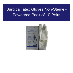 Surgical latex Gloves Non Sterile - Powdered Pack Of 10 Pairs