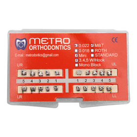 Metro Orthodontics Gold Series Upper Only 5-5 022 Metal Conventional Brackets