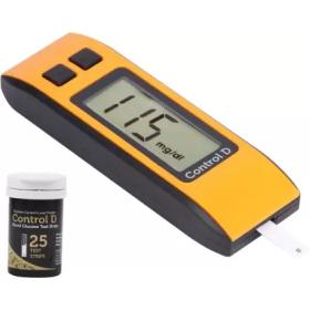 Control D Orange Digital Glucose Blood Sugar testing Monitor Machine with 25 Strips Glucometer (Orange, Black)