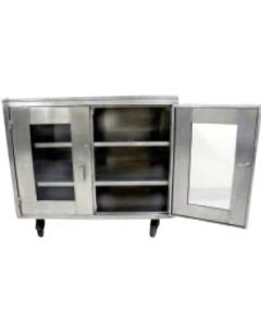 S. S. CLOSED STORING CABINET WITH SHELVES AND LOCK ABLE GLASS DOORS